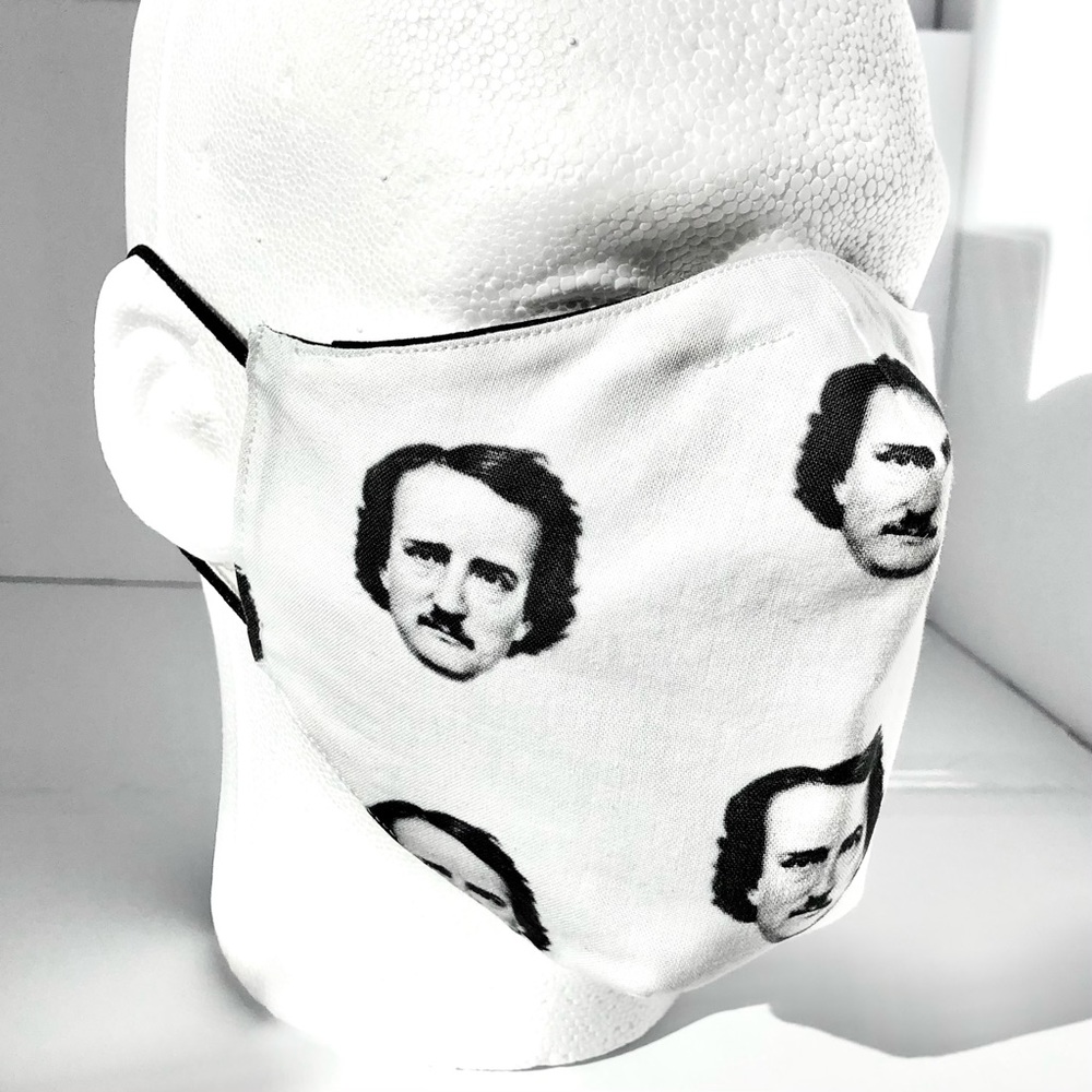 Men’s Edgar Allen Poe Face Mask w/Pocket & NW